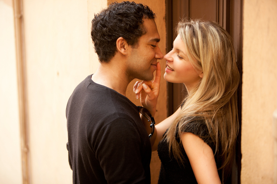 Flirt Couple Kiss